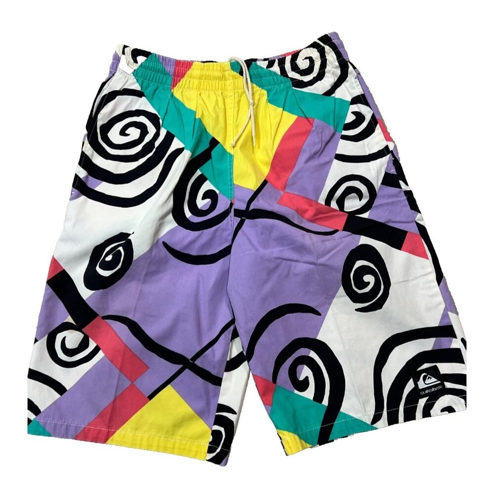 VTG Y2K Quicksilver Board Swim Shorts Long Jams Colorful USA RARE 70s Surf Skate